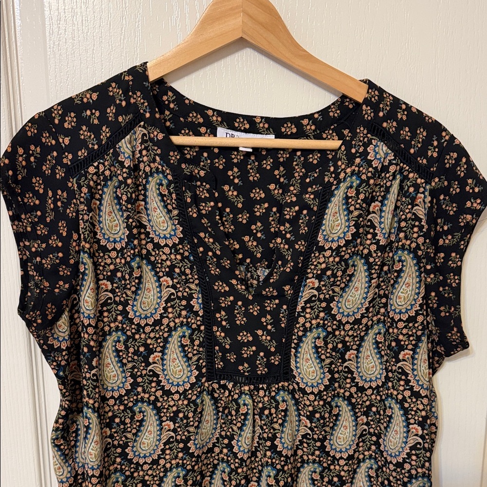 Black and Cream Paisley Blouse